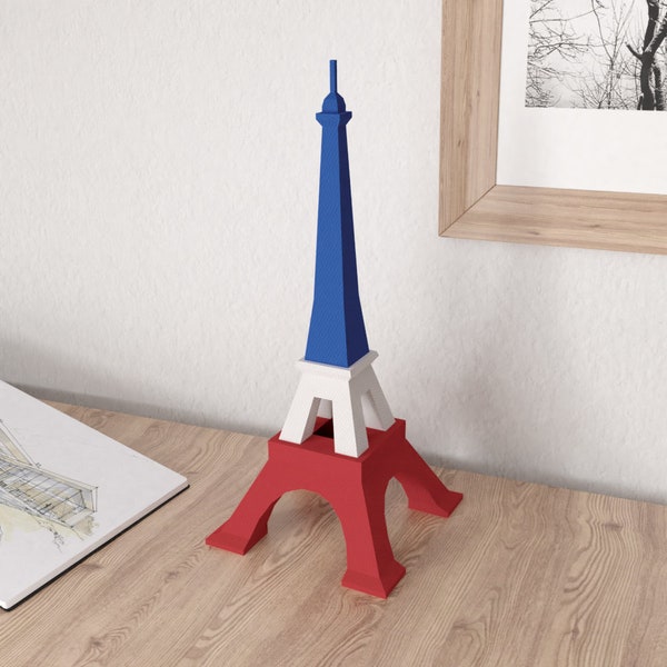 Eiffel Tower Papercraft Low poly printable DIY template room decor 3d origami sculpture