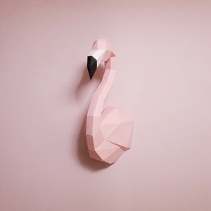 Flamingo Papercraft, decorazione murale 3D Scultura fai da te Origami animale modello stampabile low poly