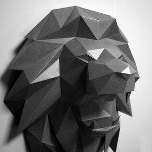 ペーパークラフト ライオンヘッド DIY 吠えるライオン デコレーション 3D 折り紙 ローポリ 彫刻 ライオン トロフィー