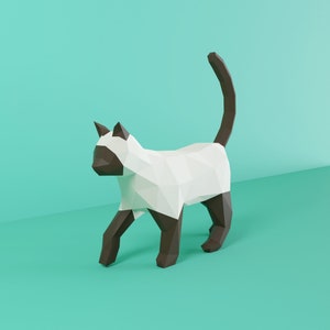 Chat qui marche en papier, décor de modèle de chat en papier 3d