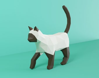 Walking Cat Papercraft, Cat 3d paper model decor