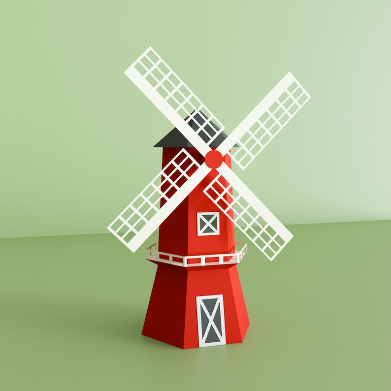 Paper Wind Chain Windmill Papercraft Sculpture, 3d Paper Model House - Etsy