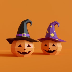 Pumpkin Witch Papercraft, Halloween decor image 1