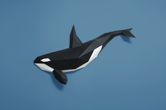 Whale papercraft, Orca wall decor
