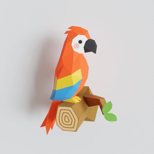 Modello Parrot Papercraft Decorazione scultura origami 3d uccello