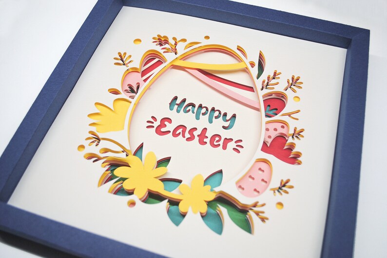 Happy Easter shadowbox, Easter Egg shadow box svg image 2