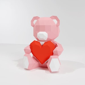 Papercraft teddybeer, Valentijn teddybeer