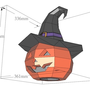 Pumpkin Witch Papercraft, Halloween decor image 2