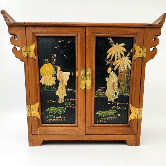 Large Wooden Chinese Jewelry Cabinet, Chinese Jew… - image 1