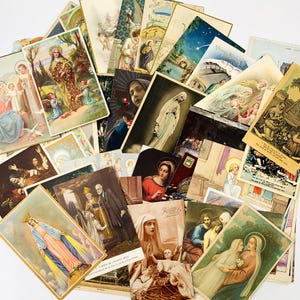 Grande coleção de 50 cartões postais religiosos antigos e vintage da Bélgica, escritos entre 1910 e 1965, cartões postais religiosos colecionáveis raros,