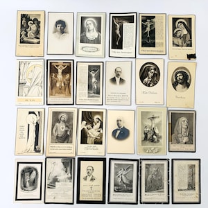 Collezione di 24 biglietti di preghiera antichi e d'epoca, biglietti religiosi, articoli da regalo d'epoca, cartoline commemorative religiose antiche da collezione,