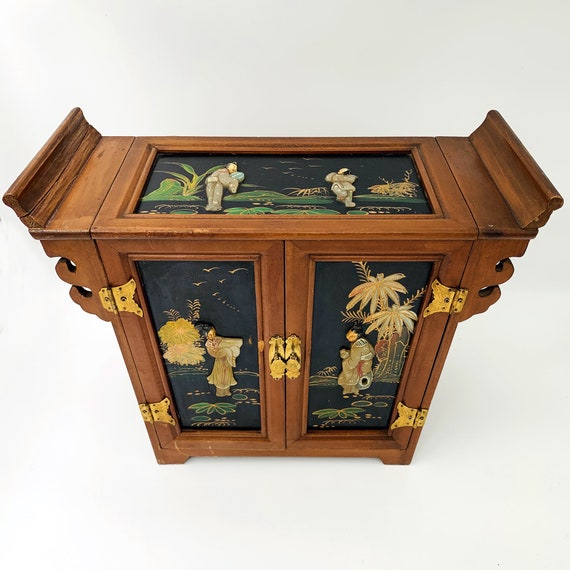 Large Wooden Chinese Jewelry Cabinet, Chinese Jew… - image 3