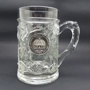 College Beer Glass Mug, Southeast Missouri State University, with Pewter College Logo medallion, Memorabilia College Southeast Missouri,
