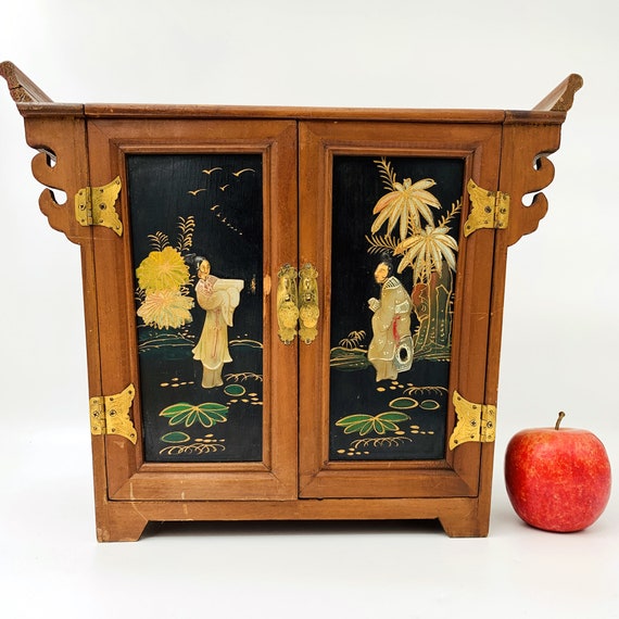 Large Wooden Chinese Jewelry Cabinet, Chinese Jew… - image 2