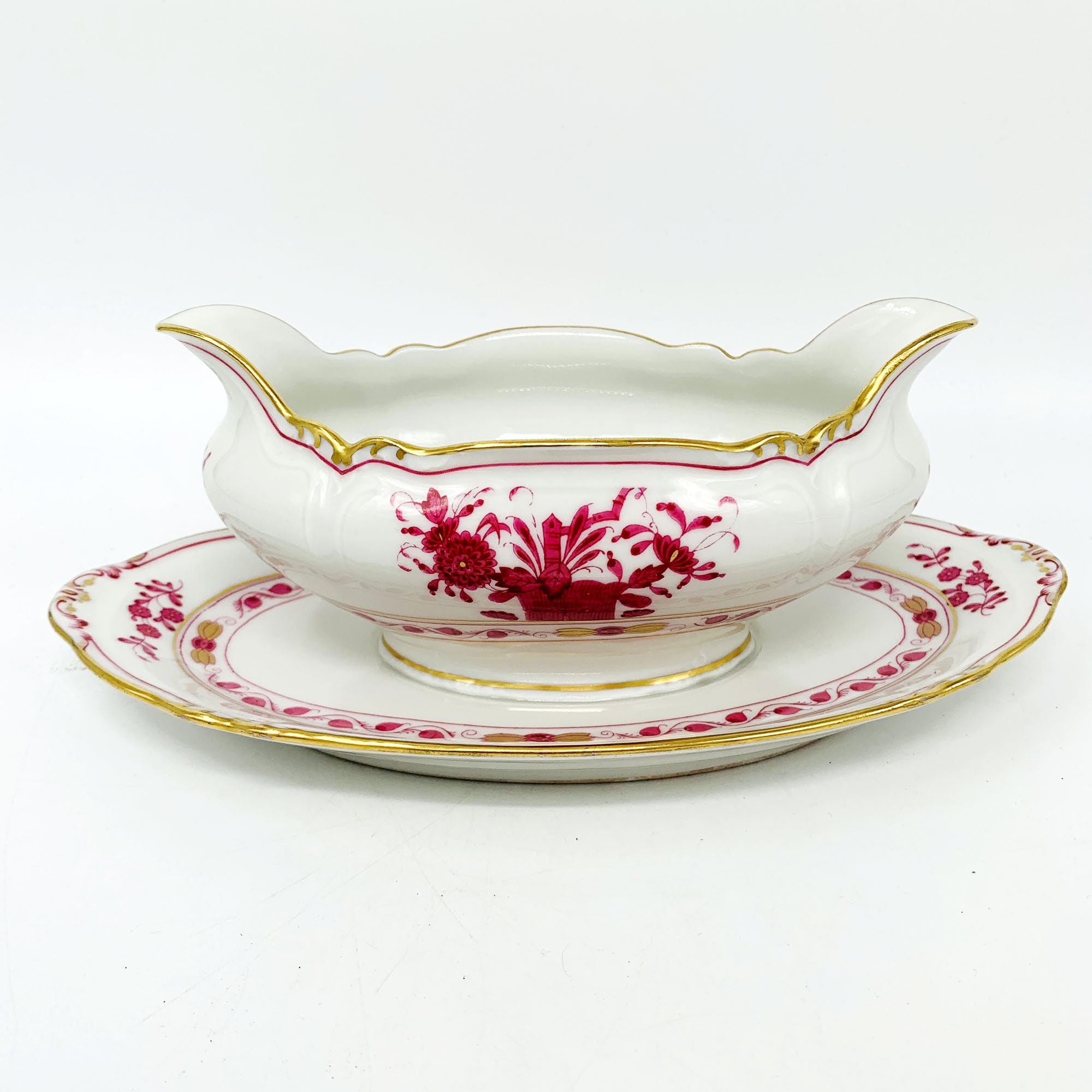 Molheira de porcelana vintage da Limoges, França, nas cores Apponyi Purpur, Molheira grande de porcelana, Artigos para presente vintage, Artigos para jantar vintage