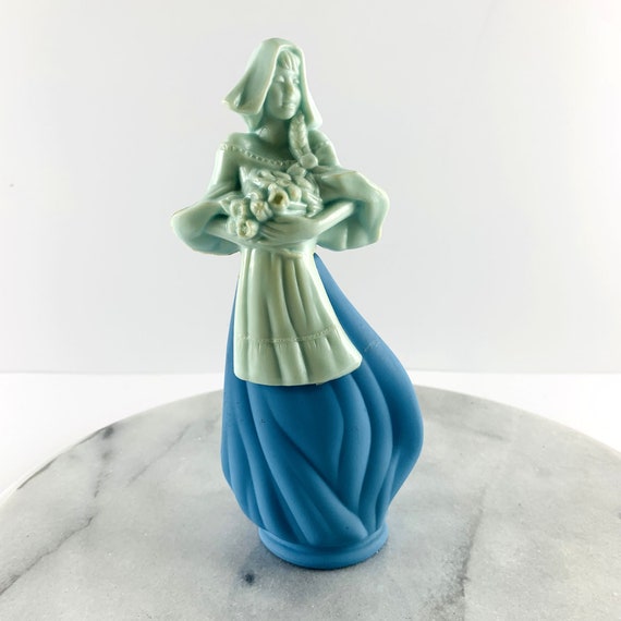 Vintage Avon Cosmetics Bottle in the shape of a Dutch Girl with Tulips, Charisma Eau De Cologne 90ML,  Perfume Bottle 1970's or older