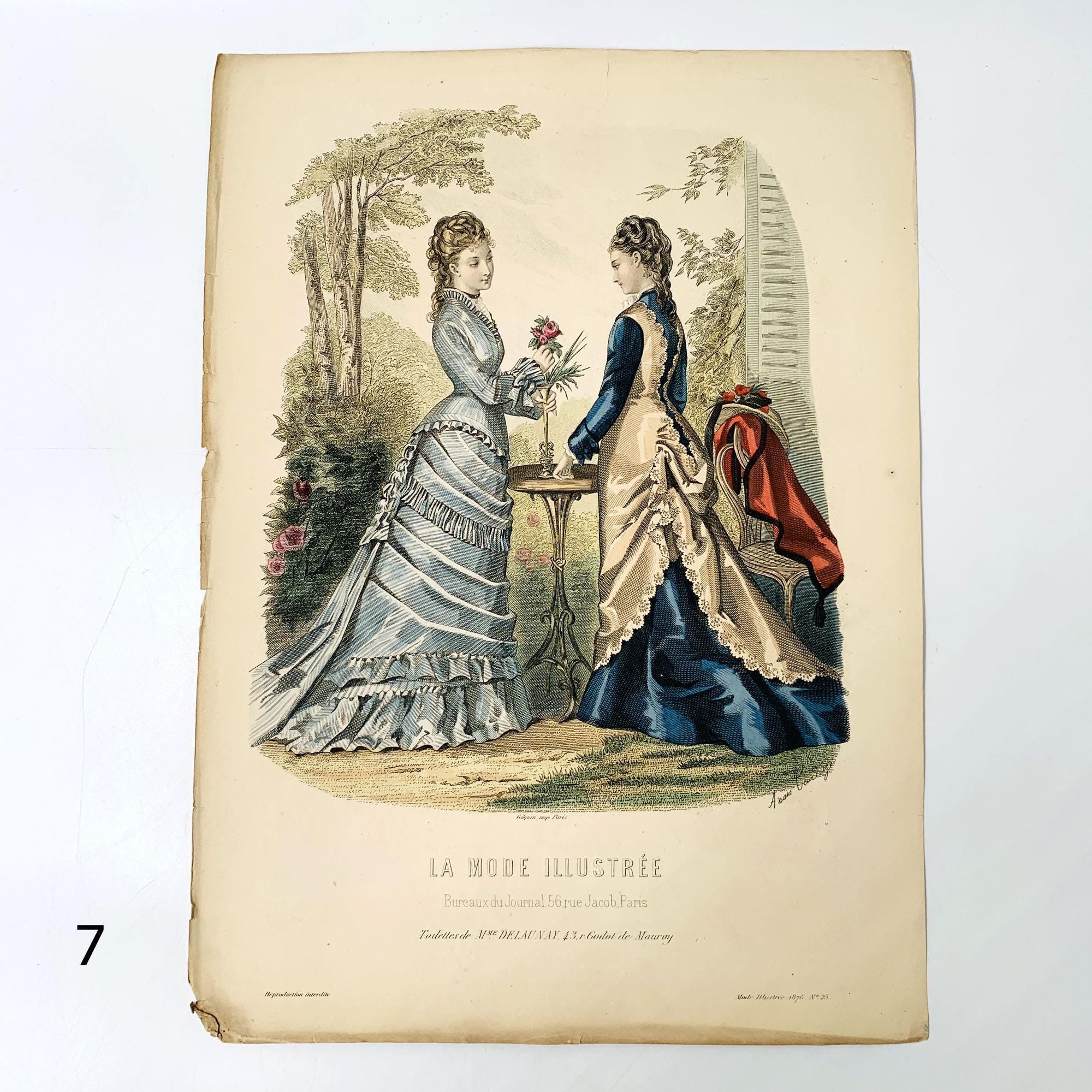 REVUE DE LA MODE 印刷物 1875 年 【商品番号③】 Choisissez parmi 9 gravures de mode françaises anciennes