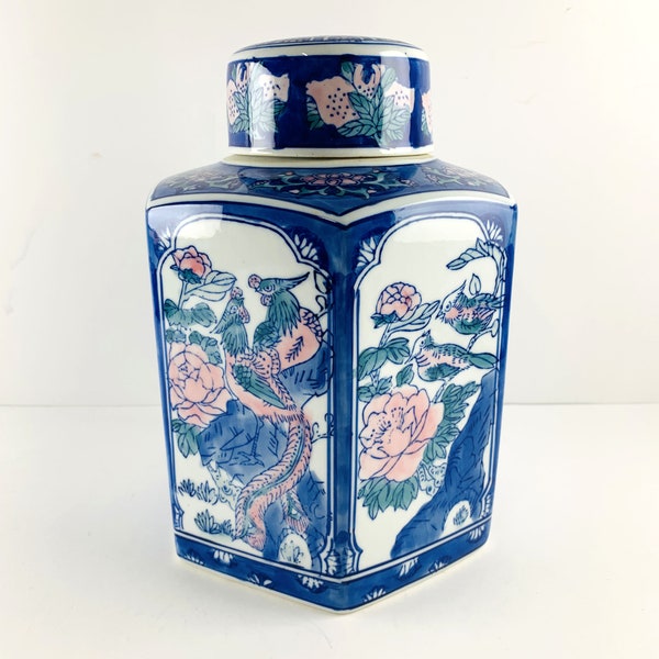 Chinese Storage Jar with Lid, Ceramic, earthenware, very decorative Jar, Tea Storage Jar, Kitchen Home Decoration,