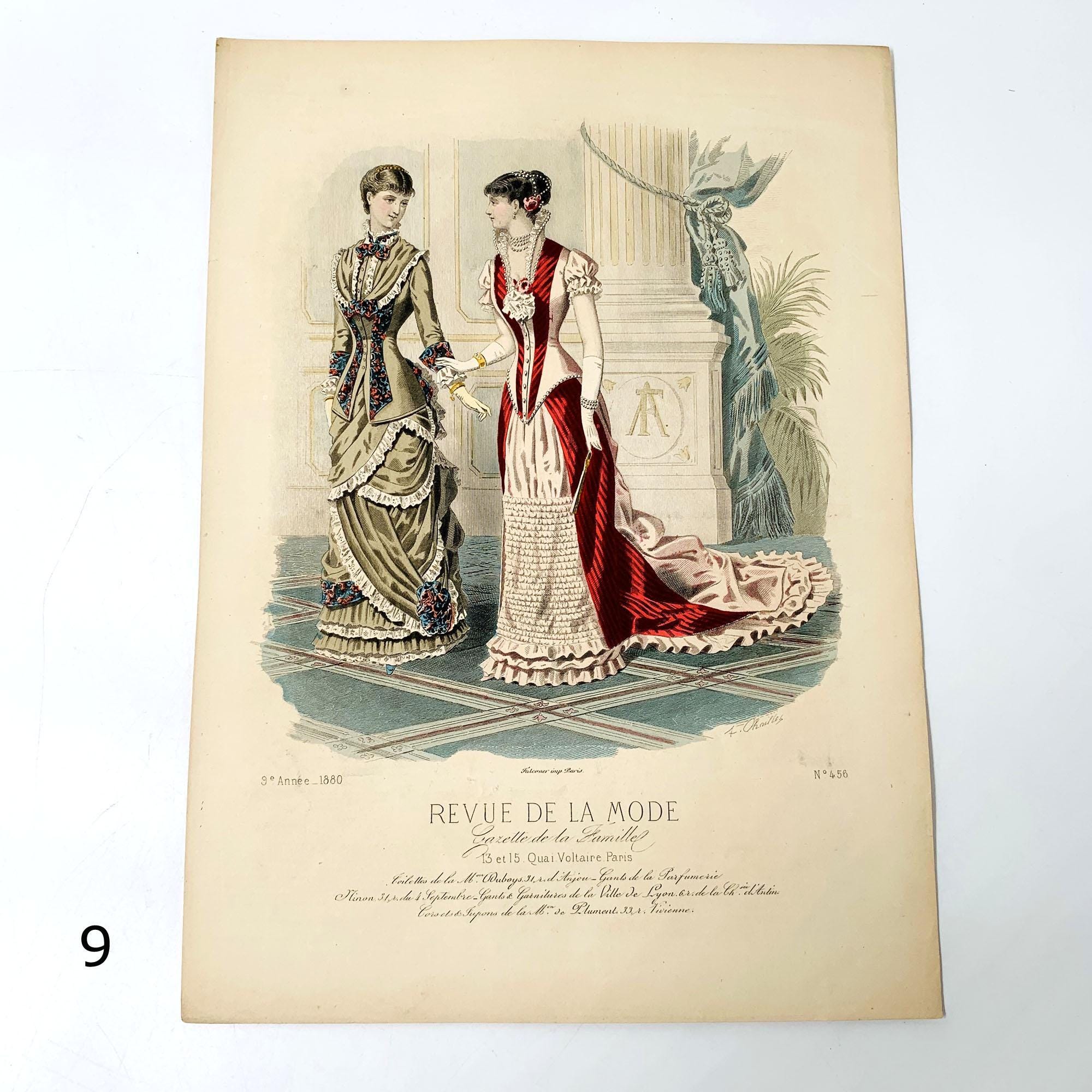 REVUE DE LA MODE 印刷物 1875 年 【商品番号③】 Choisissez parmi 9 gravures de mode françaises anciennes