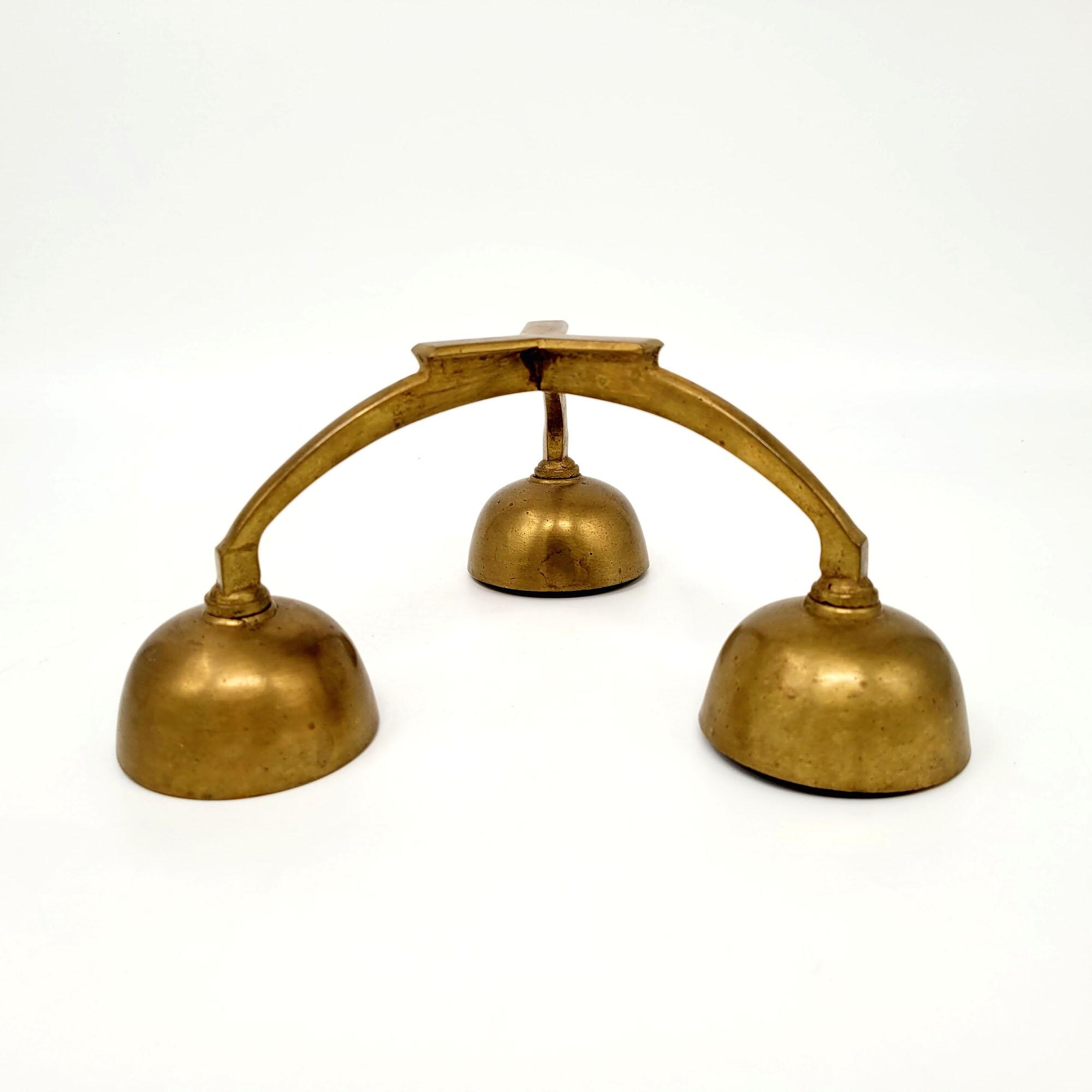 Antique Brass Consecration Bell, France 1920's, Religious Catholic Object, Religious Gift Ware, Eucharist Bell, Altar Boy Bell, Home Altar,
