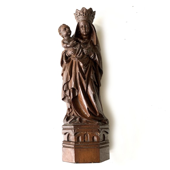 Statue of Mother Mary and Child Jesus, Religious Art Mid 20th