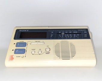 Sony Digimatic Radio Alarm clock ICF C221L, Fm/Mw/Lw Bands, Dual Clock Alarm, Nice Table Retro Design 1978, Bedside Radio Alarm,