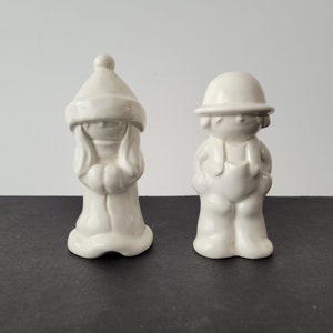 Figuras de porcelana Goebel en blanco brillante, par de figuras Goebel, década de 1960