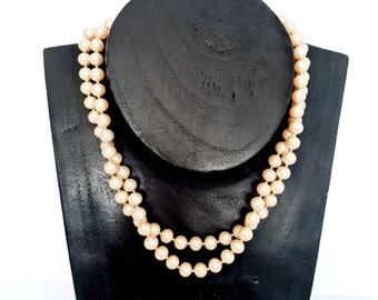 Collier Art Déco Double Rang Perles Majorque - Argent 835 - Fermoir Sert Perle - Occasion