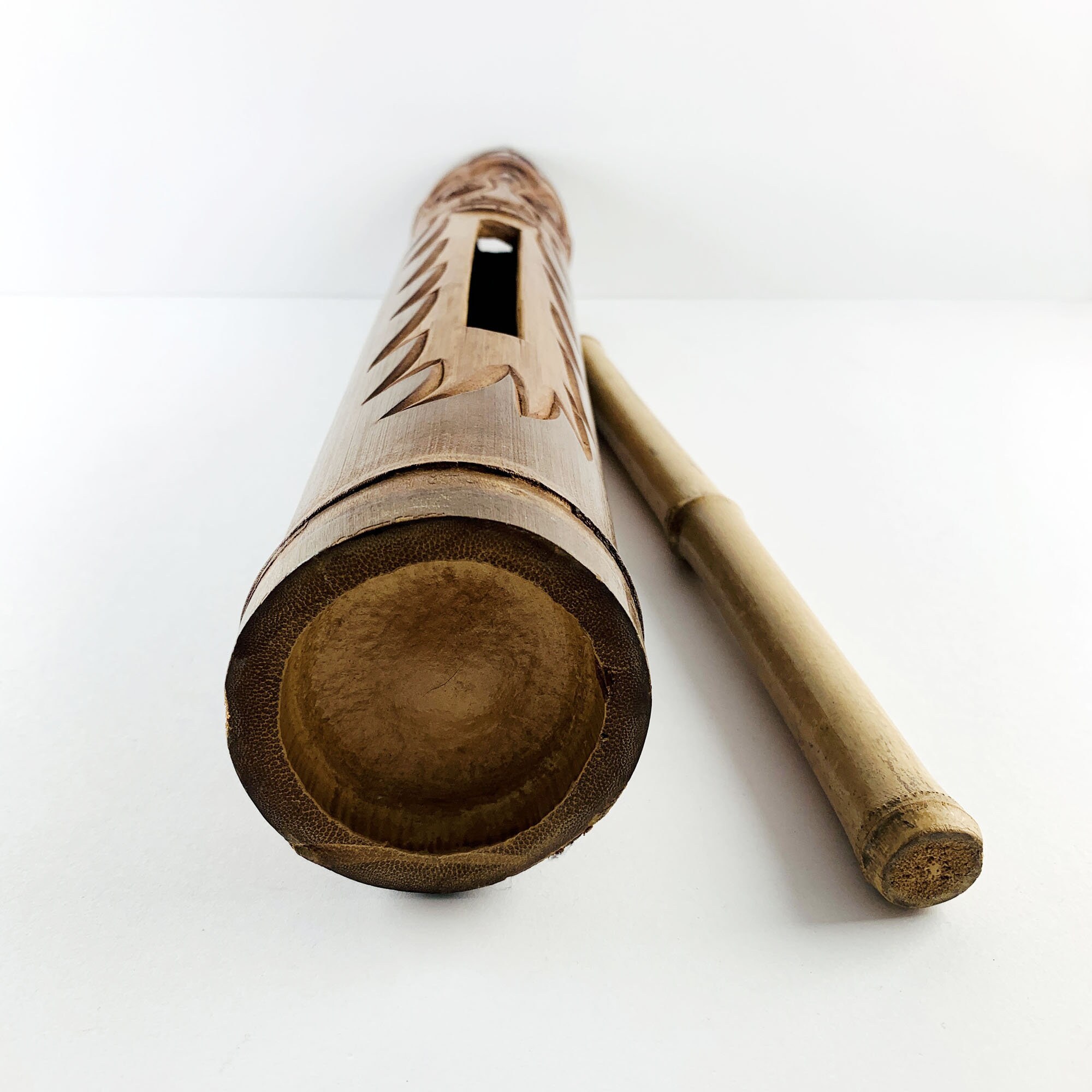 Handmade Bamboo Clapper With Stick, Decorated With a Barong Face, Often ...