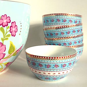 Striped Ribbon Bowls Mixing Bowls Stripes and Sprinkles Cute Bowl Handbuilt Ceramic Set Bowl Set Porcelain Bowl