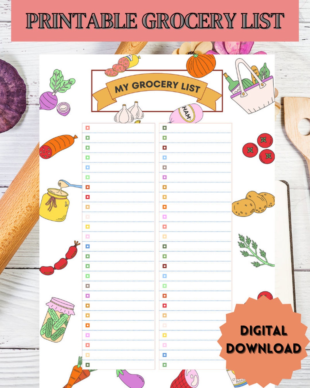 Printable Grocery List Printable Shopping List Editable Grocery Printable grocery list printable shopping list editable grocery