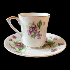 Norcrest Demitasse Purple Violet Tea Cup & Saucer