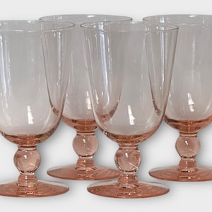 set of 4 Americana Pink Water Goblets by Morgantown Glass