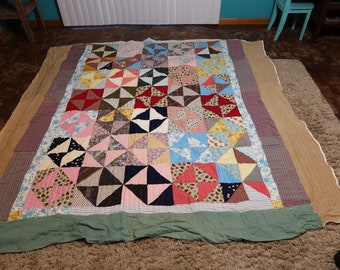 Vintage Handgemachter Patchwork Quilt