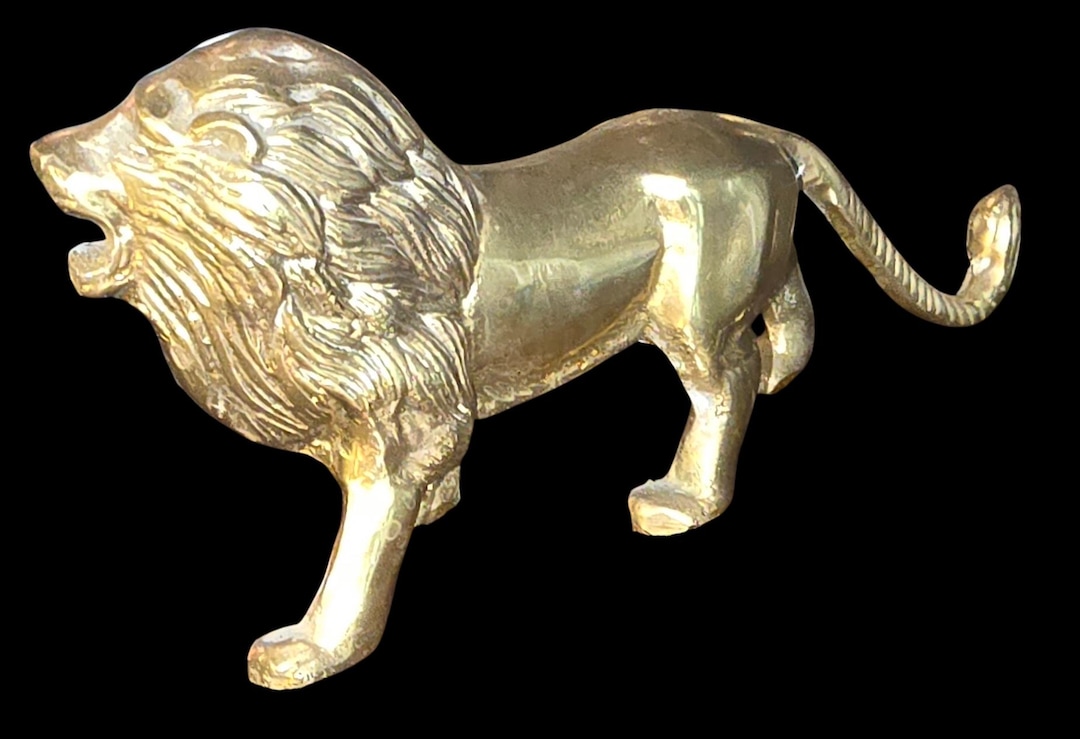 Vintage Solid Brass Lion 1970's - Etsy