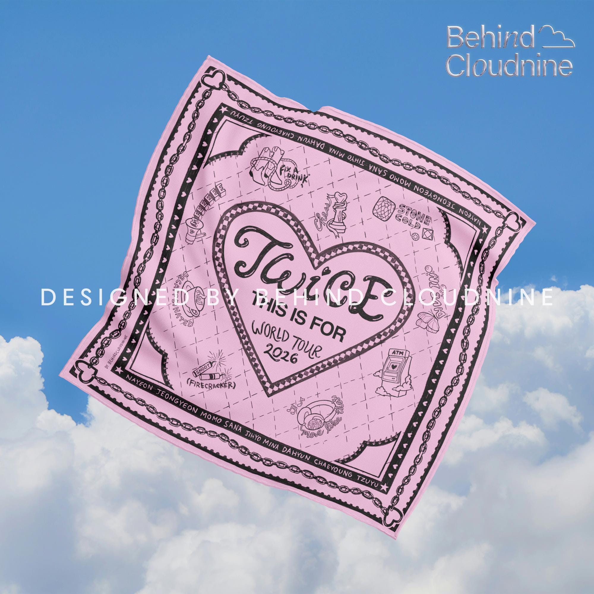 twice パンフレット　バンダナ TWICE World Tour | This is for | Screenprinted Illustrated Bandana