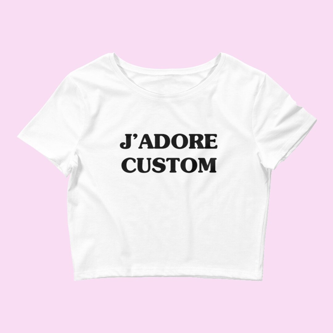 Black J'adore Custom, Personalized Baby Tee Womens Crop Tee , Cute Baby