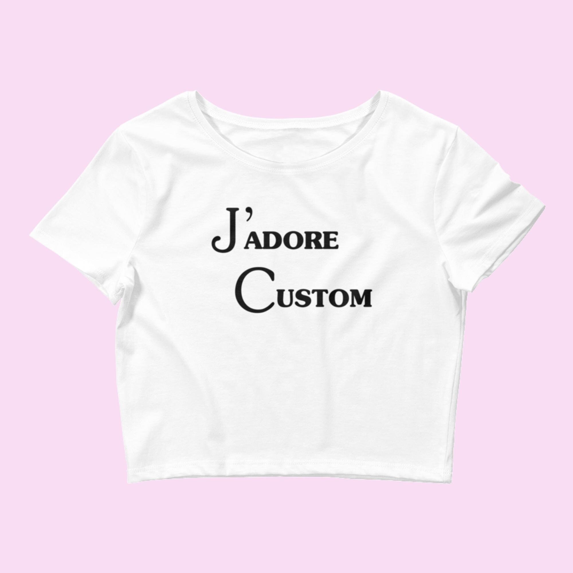 Black Thin Font J'adore Custom, Personalized Baby Tee Womens Crop Tee , Cute Baby Tee, Y2K Top