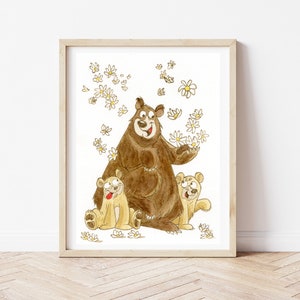 Osos de la ilustración, animales del bosque, ilustración, acuarela, niños, impresión, muebles de la habitación, vivero, cartel, impresión animal