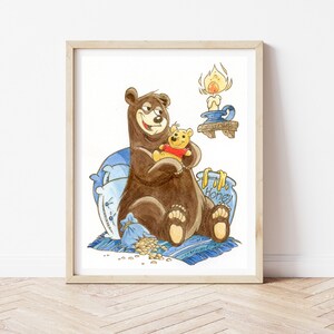 Osos de buen humor, osos, animales del bosque, ilustración infantil, acuarela, impresión, muebles de la habitación, vivero, cartel, impresión animal