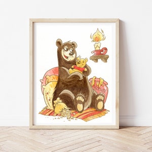 Osos de buen humor, osos, animales del bosque, ilustración infantil, acuarela, impresión, muebles de la habitación, vivero, cartel, impresión animal