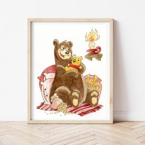 Osos de buen humor, osos, animales del bosque, ilustración infantil, acuarela, impresión, muebles de la habitación, vivero, cartel, impresión animal