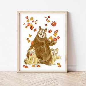 Ilustración del oso, animales del bosque, ilustración, acuarela, niños, impresión, dormitorios de muebles, vivero, carteles, impresión de animales