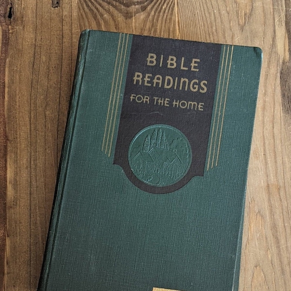 Vintage Bible Readings for the Home, Green Cloth Bound Illustrated Christian Book,  Gift for Catholic/Christians, 1950