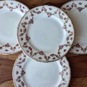 Vintage 4Er Set Melba China England Salat/Beistellteller, Kleine Rosen und Vergoldung, Made in England, 1930-40er Jahre