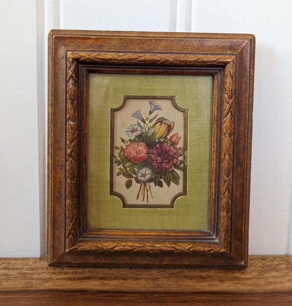 H.HAL CHICAGO KRAMER アンティーク絵画 Vintage H. Hal Kramer Co. Chicago Wooden Framed Green Floral