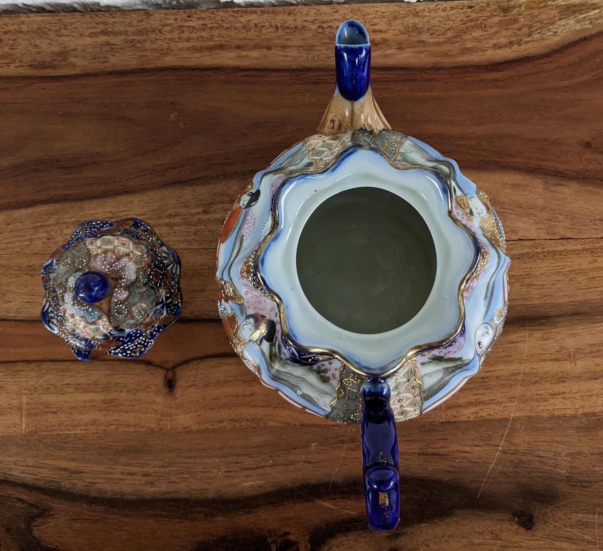 アンティーク 田代九谷 芸者 ティーポット、クリーマー、シュガー