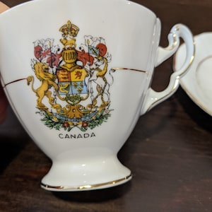 Vintage Royal Adderley Teacup and Saucer, The Arms of Canada Teacup and Saucer, Ridgway Potteries Ltd., Fine Bone China, Canadian Souvenir