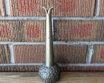 Mid Century Perletinn Norwegen Zinn Bud Vase, strukturierte Metall, Vintage MCM Blumenvase, hergestellt in Norwegen, 1960er Jahre