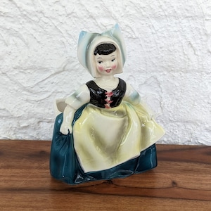 Mid Century Ceramic Dutch Girl Planter, Kitsch Indoor Planter, 1950-60s